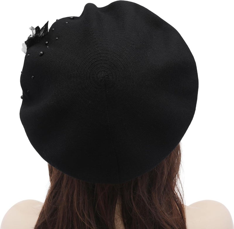 ZLYC Womens French Beret hat, Reversible Solid Color Mosaic Warm Beret Cap for Girls - Image 3